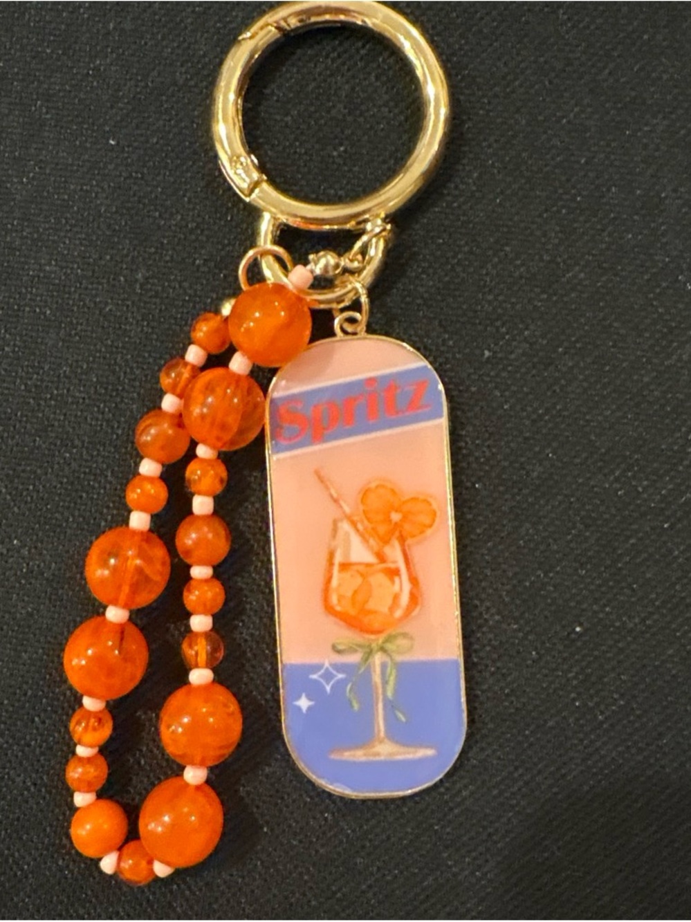 Spritz Beaded Keychain Charm - Orange Pink Blue
